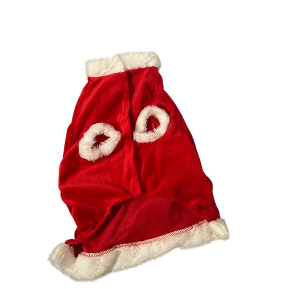 Mrs. Clause Santa Outfit With Fur & Sequins Bow for Small Dog Red & White Sz L - Picture 2 of 7